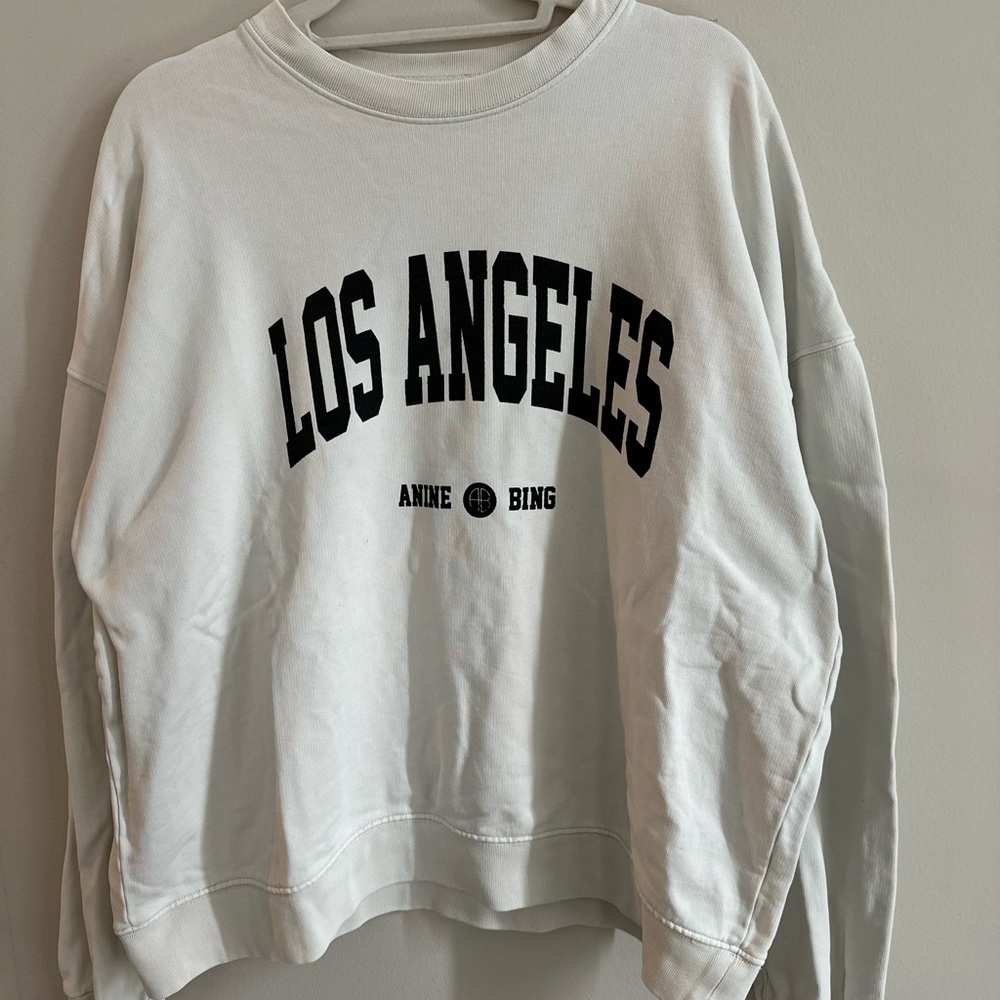 - Anine Bing White Crewneck Sweater with Los Angeles Print - Picture 2 of 10